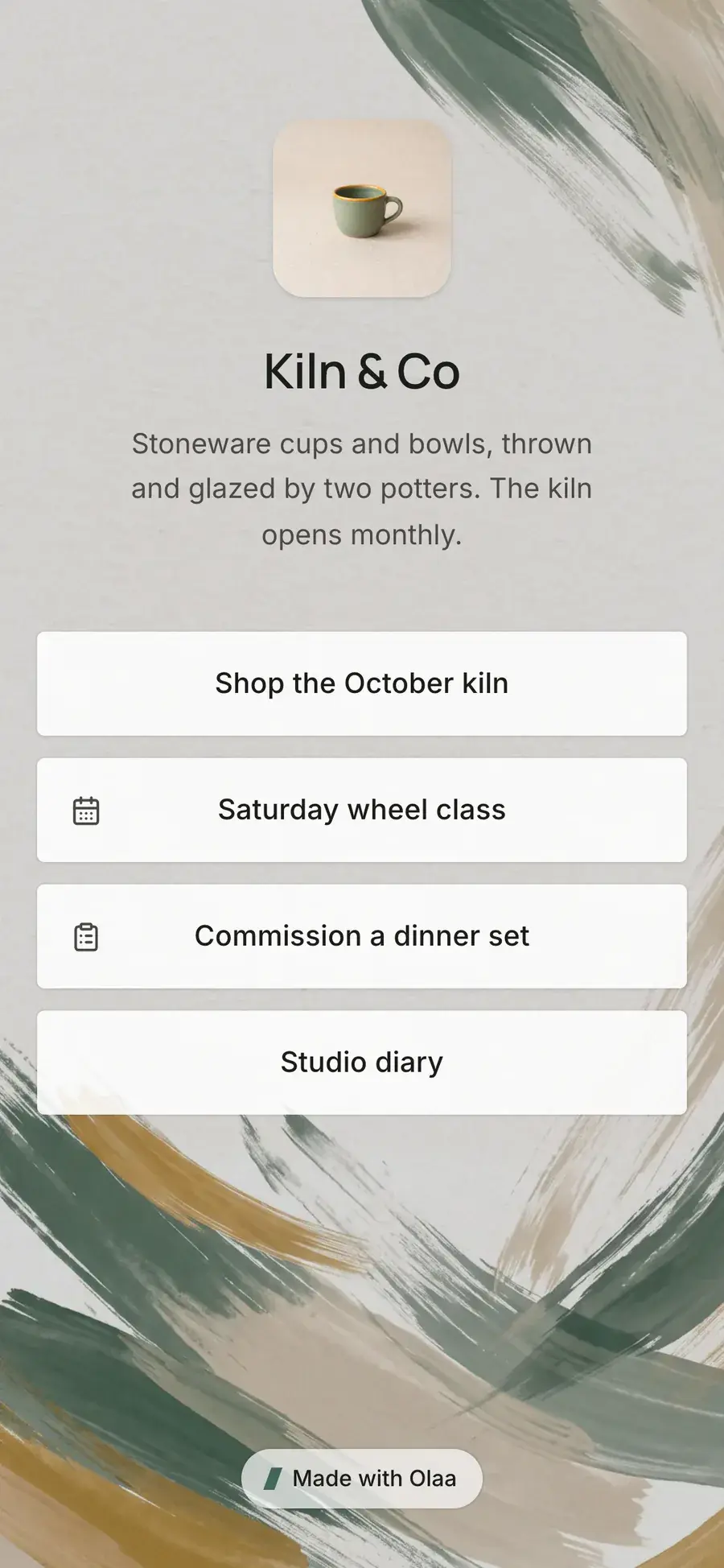 Kiln & Co’s Olaa page