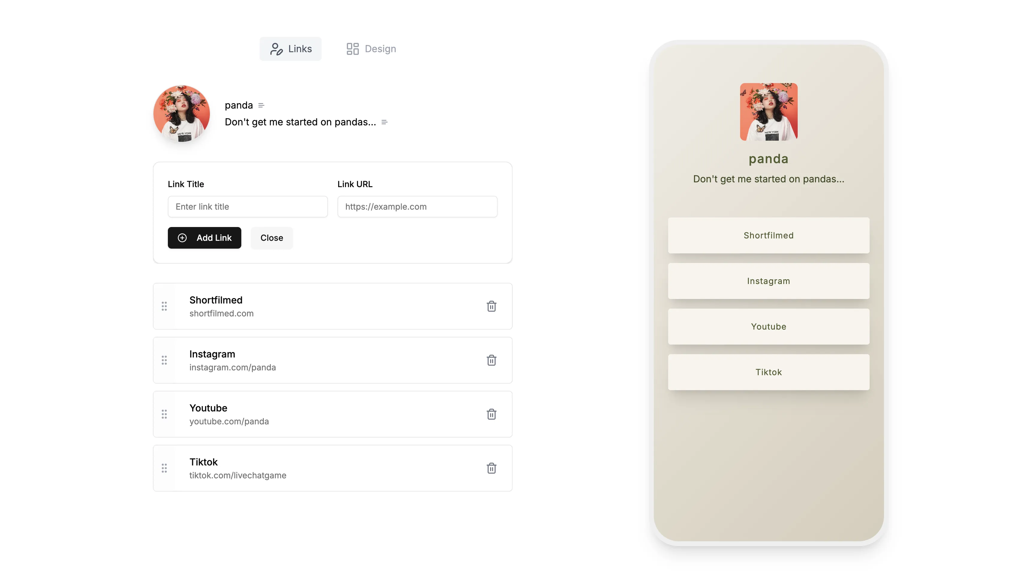 Olaa.im link in bio interface